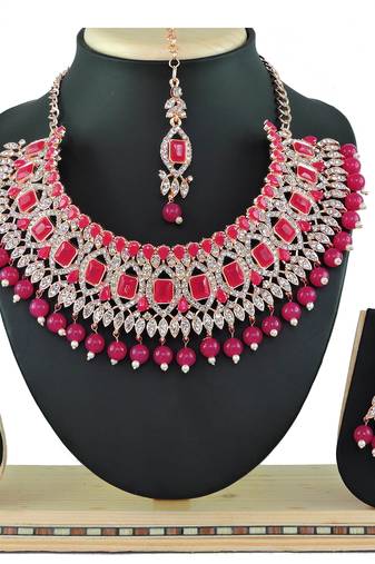 Red designer function wear ad necklace set