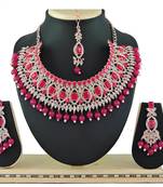 Red designer function wear ad necklace set