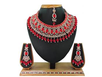 Red designer function wear ad necklace set 1