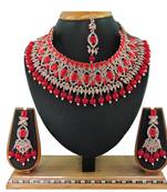 Red designer function wear ad necklace set