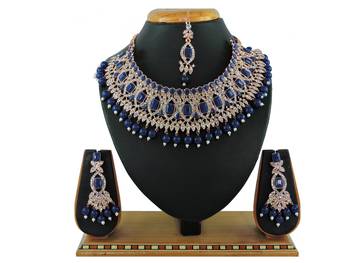 Blue designer function wear ad necklace set 1