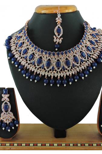 Blue designer function wear ad necklace set