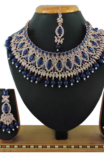 Blue designer function wear ad necklace set