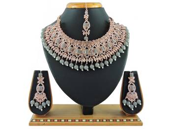 Grey designer function wear ad necklace set 1
