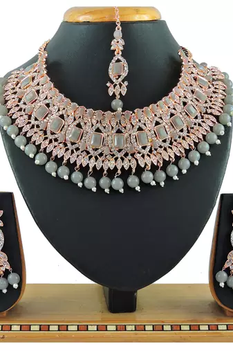 Grey designer function wear ad necklace set