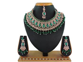 Green designer function wear ad necklace set 1
