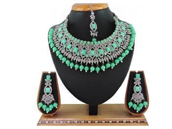 Green designer function wear ad necklace set 1