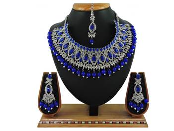 Blue designer function wear ad necklace set 1