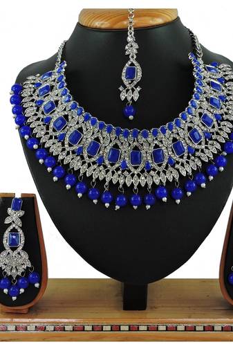 Blue designer function wear ad necklace set