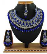Blue designer function wear ad necklace set