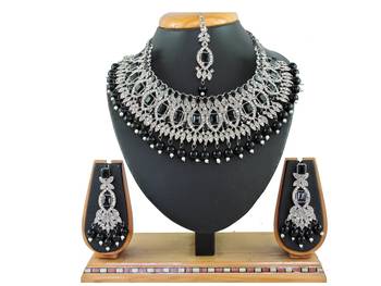 Black designer function wear ad necklace set 1