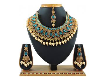 Turquoise designer function wear ad necklace set 1