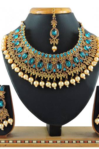 Turquoise designer function wear ad necklace set