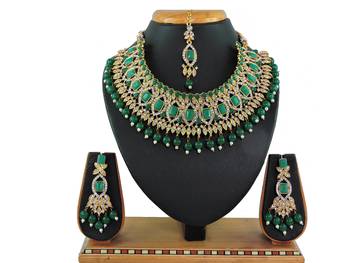 Green designer function wear ad necklace set 1
