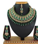 Green designer function wear ad necklace set
