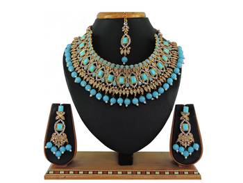 Turquoise designer function wear ad necklace set 1