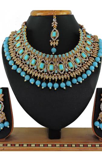 Turquoise designer function wear ad necklace set
