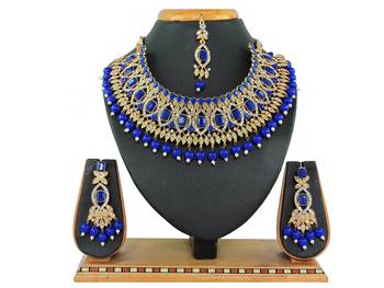 Blue designer function wear ad necklace set 1