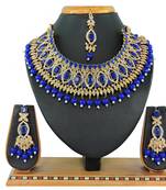 Blue designer function wear ad necklace set