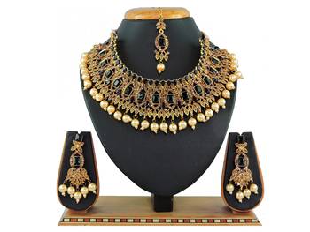 Black designer function wear ad necklace set 1
