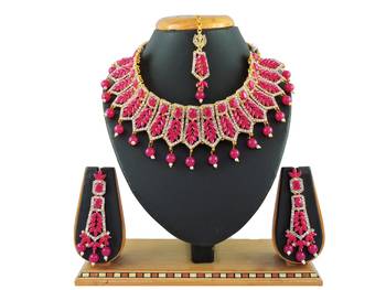 Red designer function wear ad necklace set 1