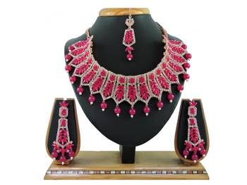 Red designer function wear ad necklace set 1