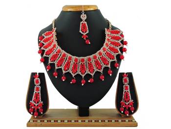 Red designer function wear ad necklace set 1