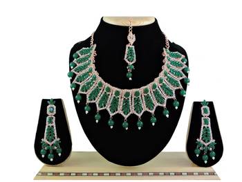 Green designer function wear ad necklace set 1