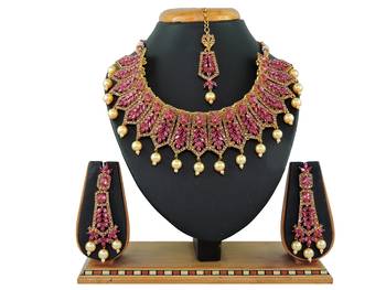 Pink designer function wear ad necklace set 1