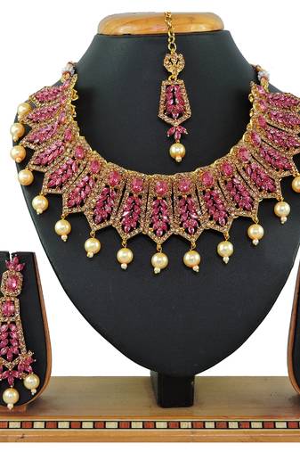 Pink designer function wear ad necklace set