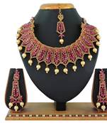 Pink designer function wear ad necklace set