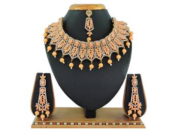 Orange designer function wear ad necklace set 1