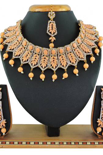 Orange designer function wear ad necklace set