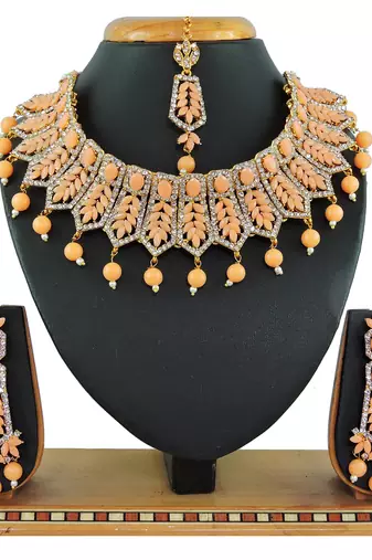 Orange designer function wear ad necklace set
