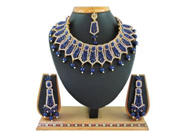 Blue designer function wear ad necklace set 1