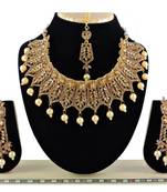 Gold designer function wear ad necklace set