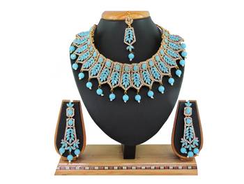 Turquoise designer function wear ad necklace set 1