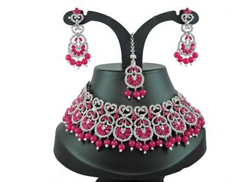 Red designer function wear ad necklace set 1