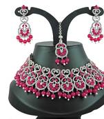 Red designer function wear ad necklace set