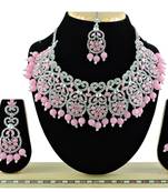 Pink designer function wear ad necklace set