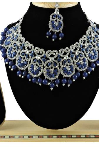 Blue designer function wear ad necklace set