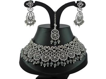 Grey designer function wear ad necklace set 1