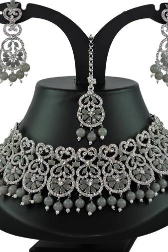 Grey designer function wear ad necklace set