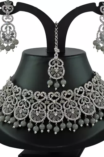Grey designer function wear ad necklace set