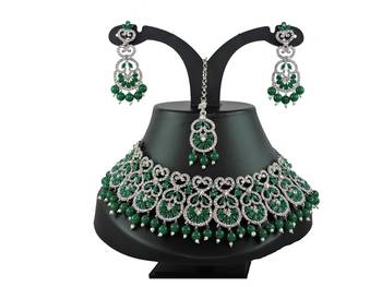 Green designer function wear ad necklace set 1