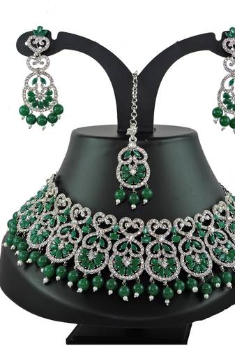 Green designer function wear ad necklace set