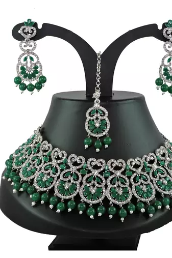 Green designer function wear ad necklace set