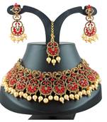 Red designer function wear ad necklace set
