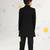 Boy's black silk kurta set - premium embossed geometric design festive wear (ages 2-8)