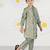 Boy's mint green silk nehru jacket set - thread embroidered ethnic wear with pant festive collection